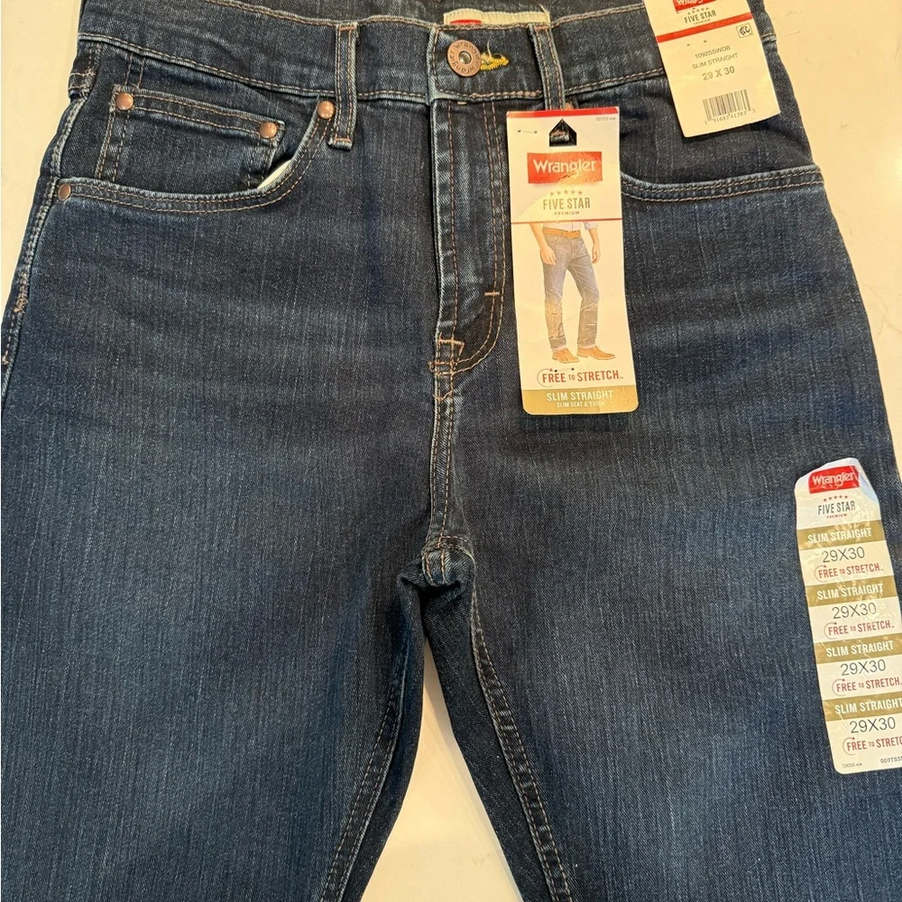 NEW Men’s Wrangler Five Star Dark Denim Jeans 29x30 Rodeo